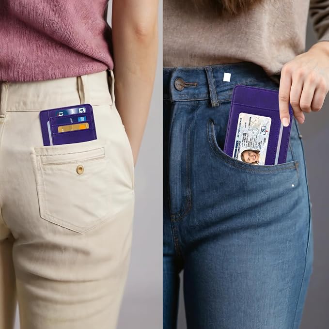 HOTCOOL Card Holder Wallet Front Pocket Minimalist Travel Cute Funny Thin Leather With RFID Blocking Small Credit Card Holder Wallet for Men & Women Girls Organizer Gifts, Lavender Purple - Image 7