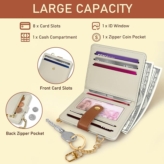 Jogjam Small Ladies Women Wallet, Rfid Slim Thin Compact Credit Card Holder | PU Leather Bifold Cash Zipper Coin Pocket ID Window, for Female Ladies Teen Girls Girly Gifts - Image 4