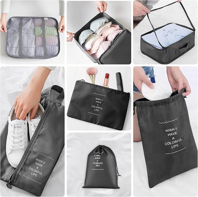 Packing Cubes for Travel- 8 Set Luggage Organizer Bags for Family, Mesh Breathable Travel Packing Cubes for Suitcases Durable Travel Essentials Bags Set (Black, 10 Set) - Image 3