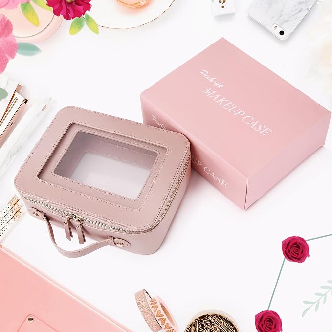 Pinkmik Clear Makeup Bag, (Pink, L) | Mahjong Tiles Bag ,Travel Cosmetics and Toiletries Case, Portable Makeup Organizer,Car Bag with Zipper,Waterproof, - Image 7