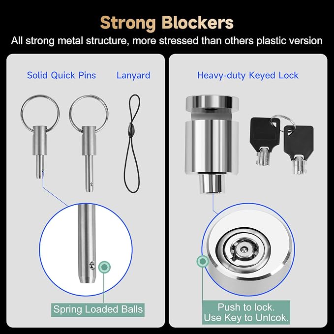 Portable Keyed Door Lock for Home/Travel Security, Extra Door Lock | Keyed & Keyless Locking Available, Child Safety Protection, Temporary No Drill Door Lock, All-Metal Construction - Image 4