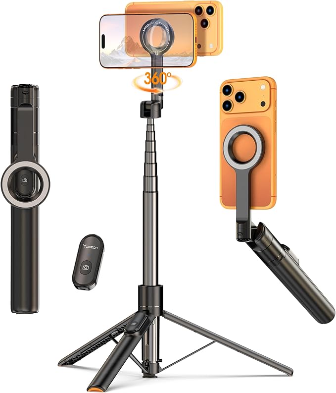 for Mag Safe Tripod for iPhone, JustTap 65” Selfie Stick for iPhone | 360 Magnetic Mount,4 Positions for Front & Rear Shooting,Phone Tripod Stand for Video Recording Travel Vlog Live Streaming by Yoozon