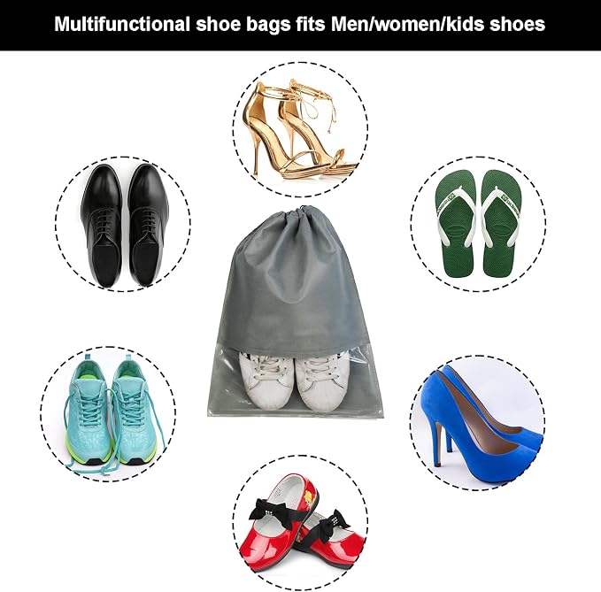 8PCS Travel Shoe Bags with Rope for Men and Women Large Shoes Pouch Organizers - Image 4