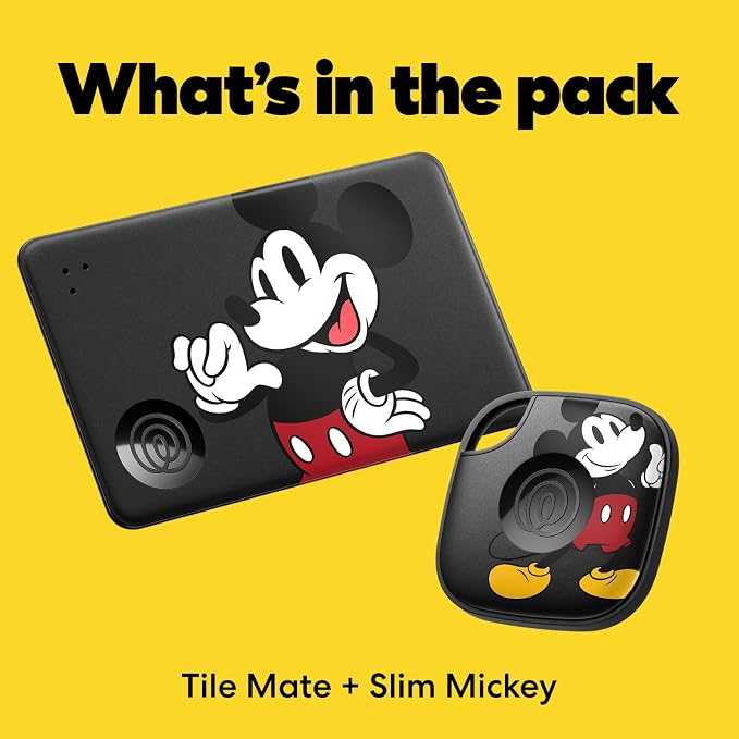 Life360 Tile Starter Pack - Mickey Mouse - Bluetooth Trackers and Item Finders for Keys, Wallets & More. Both iOS and Android Compatible. Phone Finder. 2-Pack (Black Mate/Slim) - Image 6