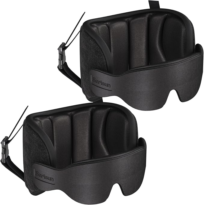 SARISUN Travel Pillows for Airplanes, 360° Stable Support for Sleep, 2pcs | Airplane Head Strap with Seat Strap, Sleep Eye Mask, Long Flight Essentials, Travel Sleeping Support, Stop Bobblehead, Black by SARISUN