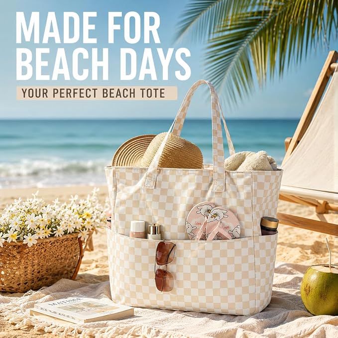 LEDAOU Beach Bag Waterproof Sandproof Women Beach Tote Pool Bag with Zipper for Swim Gym Grocery Travel with Wet Pocket | Sandproof - Image 6