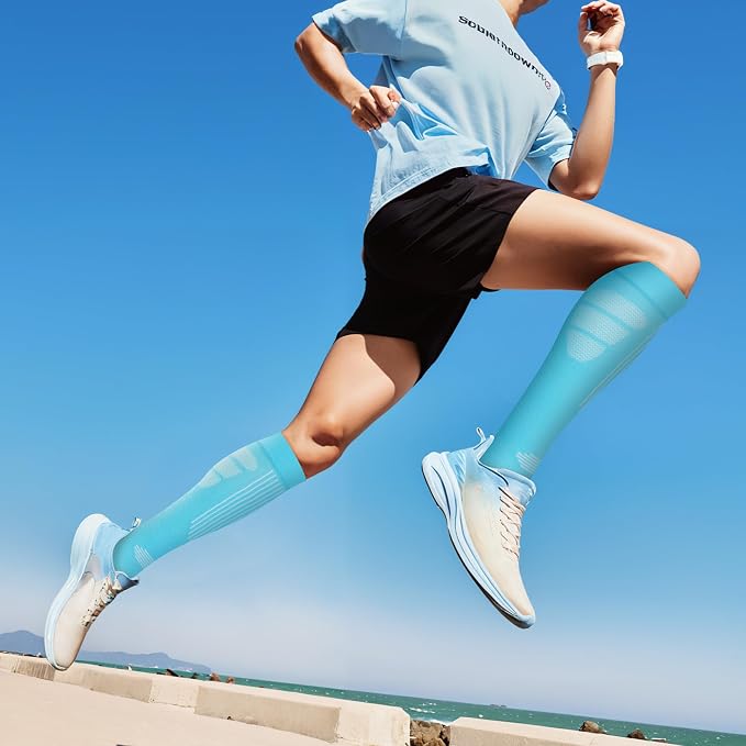 fenglaoda Compression Socks Women Men 6 Pairs, Knee High Best Support Circulation Socks for Running, Travel, Flight, Nurse - Image 3