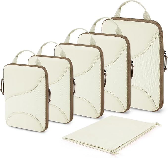 Bagsmart Compression Packing Cubes, Travel Bag Cruise Ship Essentials | Lightweight, Compressible Suitcase Organizer Set fit Standard Carry-On & Checked Luggage, 6 Set, 14 Set Washable Packing Bags by BAGSMART