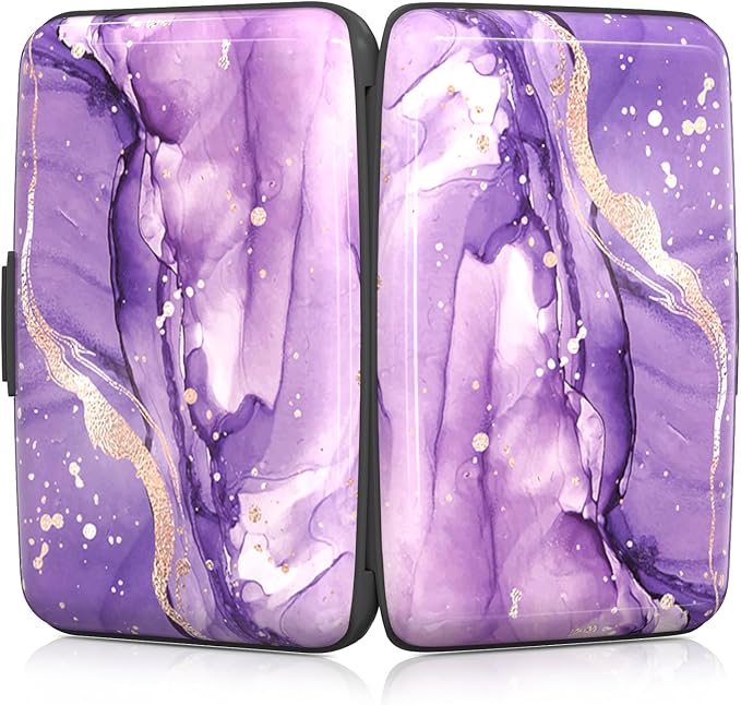 Rimilak Aluminuml Credit Card Holder,Purple Mable | Mini Credit Card Wallet RFID Blocking Slim Metal Hard Case for Women Men - Image 5
