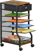 keomaisyto 6-Tier Rolling File Cart with Drawer, Under Desk Storage with Paper Letter Sliding Trays, Standing File Organizer with Wheels, Slim Workspace Organizers for Office/Home/School/Study by keomaisyto