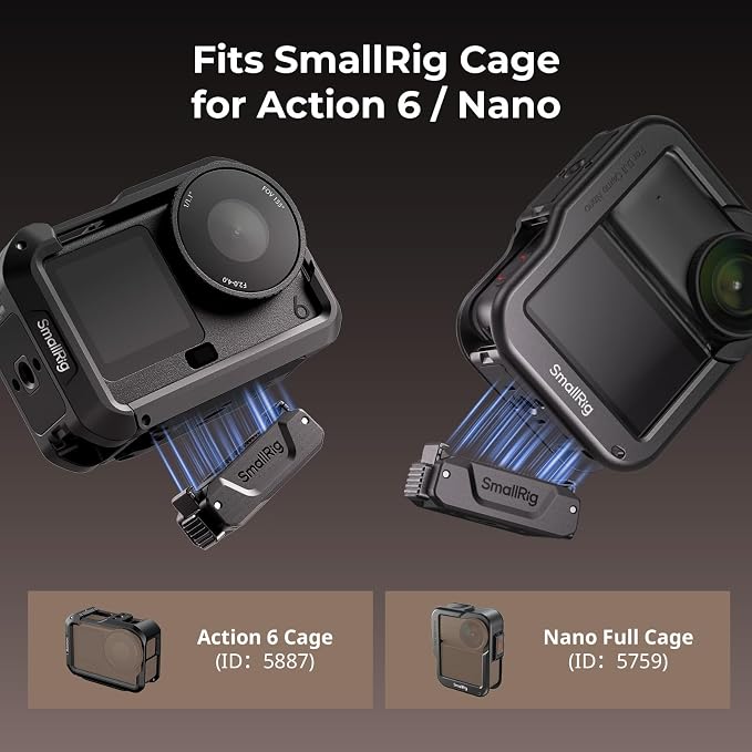 SmallRig Action 6 / Nano Magnetic Quick-Release Adapter Mount for DJI Osmo Action 6 / Osmo Nano, 2 PCS with 1/4"-20 Threaded Hole for Tripod/Selfie Stick | 2 PCS with 1/4"-20 Threaded Hole for Tripod / Selfie Stick - 5779B - Image 7