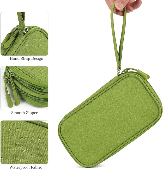 CAAORDKSO Electronic Organizer Travel USB Cable Accessories Bag/Case, Waterproof Electronics Accessories Case Organizer Bag for Cable, Cord, Charger, Phone, Power Bank, Earphone (Grass Green, Large) - Image 7