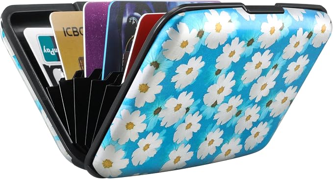 RFID Aluminum Wallet Credit Card Protector Case Holder for Men Women | Mini RFID Aluminum Wallet Credit Cards Holder Business Card Case Metal ID Case for Men Women(Blooms) - Image 6