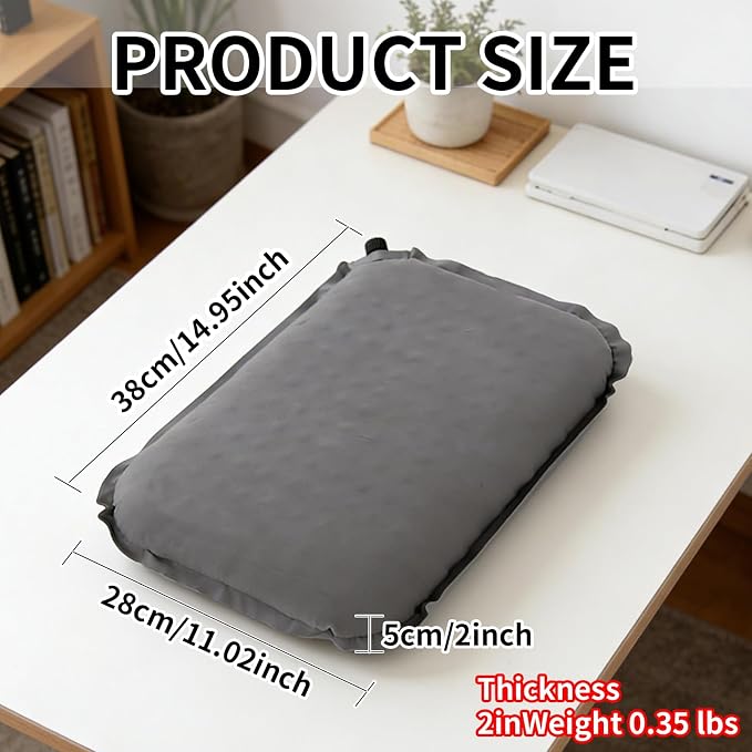 Portable Self-Inflating Seat Cushion, Memory Foam, Travel Airplane Seat Cushion, Suitable for Long Flights, Camping, Stadiums, Offices, Cars & Backpacking - Image 3