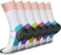 CHARMKING 6 Pairs Crew Compression Socks for Women & Men Circulation 15-20 mmHg is Best for All Day Wear Running Nurse by CHARMKING