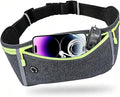 Slim Running Belt for Women Men,Runners Fanny Pack Phone Holder,Money Belt,Running Gear Accessories,with 3 Pockets (Green-flaxen) by Unknown