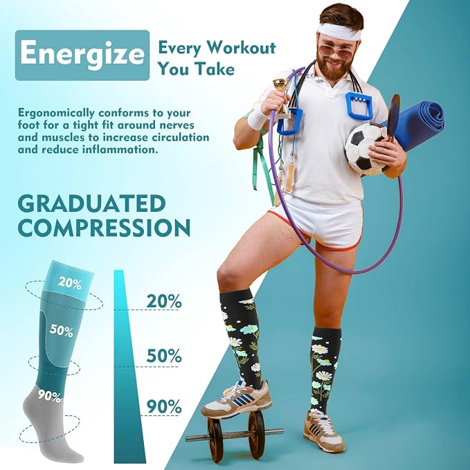 Compression Socks for Women & Men 6 Pairs | 20-30 mmHg Breathable & Moisture-Wicking Comfortable & Skin-Friendly Knee High Support Socks for Nurse, Travel, Pregnancy - Image 4