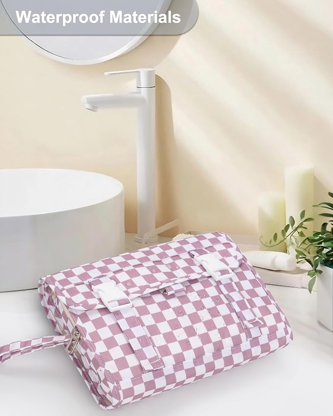 Relavel Hanging Toiletry Bag, Travel Toiletries Bag with Hanging Hook | Water Resistant Makeup Cosmetic Organizer for Full Sized Container, Shampoo, Portable Wash Bag for Essentials - Purple - Image 4