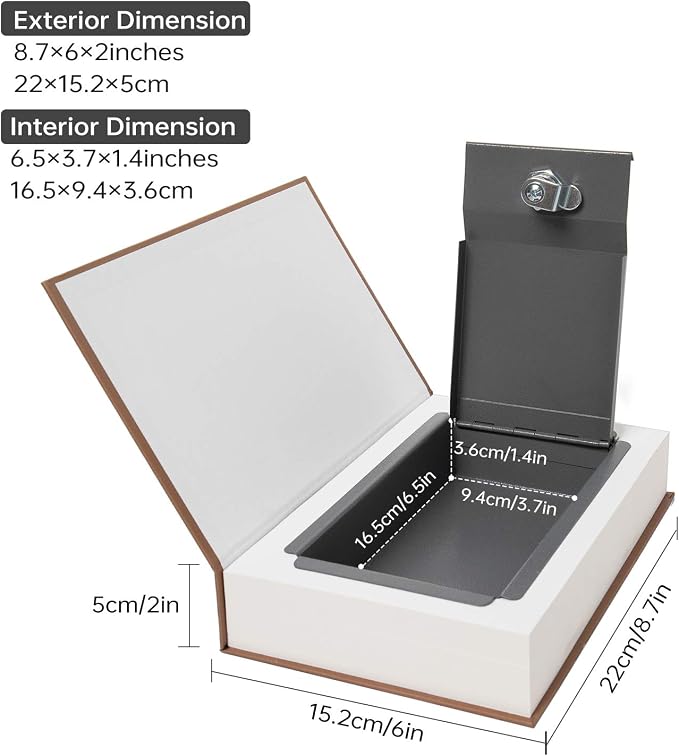 Real Paper Transfer Book Safe, Hollow with Secret Hidden Compartment, Key Lock, 8.7"×6"×2" (Paris-Key) - Image 2