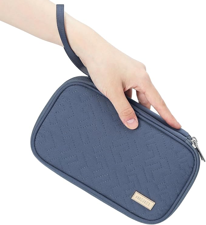 NISHEL Electronics Travel Organizer Cord Case, Charger Cable Tech Bag | Double-layer bag keeps chargers, cables, flash drive, and small tech essentials organized for trip, Medium, Aegean-Blue - Image 3
