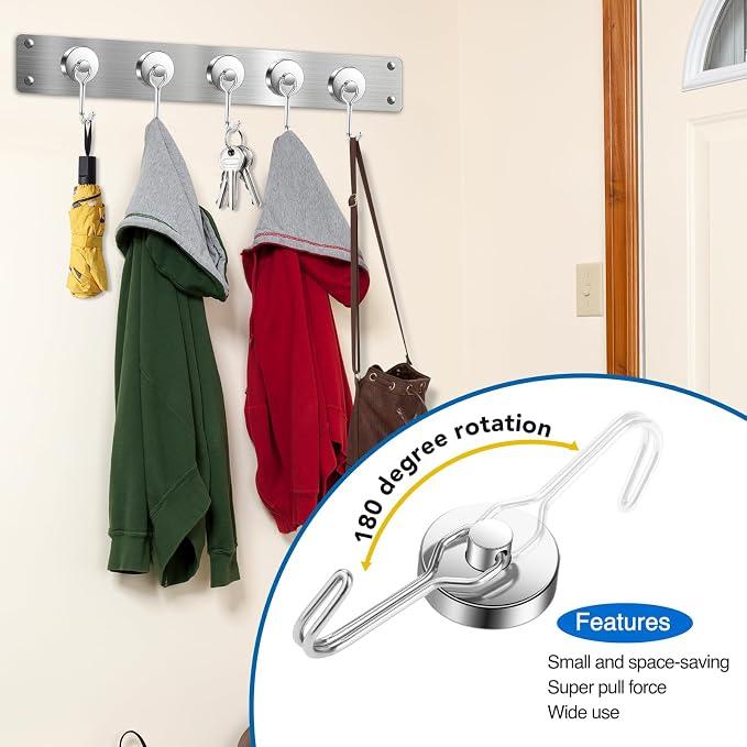 LOVIMAG Swivel Magnetic Hooks, 80LBS, Pack of 6 | Cruise Cabin Ship Essentials 2026, Heavy Duty Magnets for Refrigerator, Classroom, Kitchen, Hanging Mug - Image 5