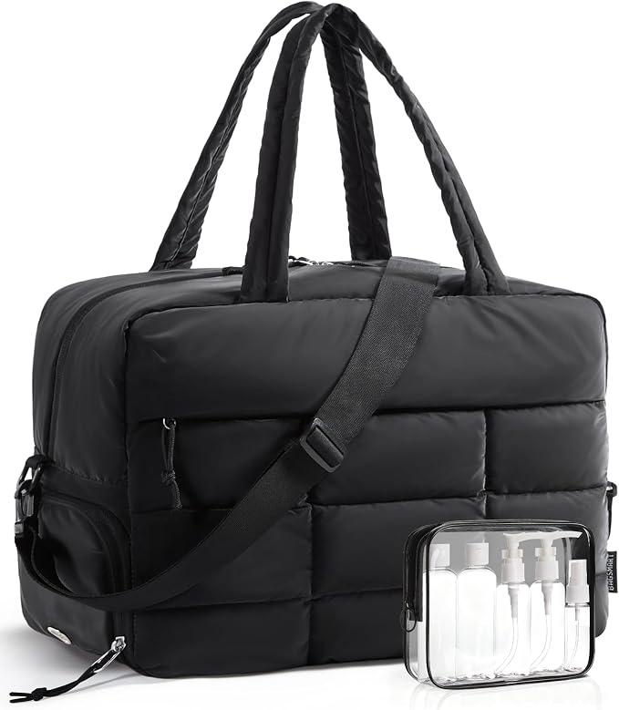 BAGSMART Gym Bag for Women, Carry on Travel Duffel Bag, Water-resistant Weekender with Shoe Compartment for Gym Travel Work, Classic, Large by BAGSMART