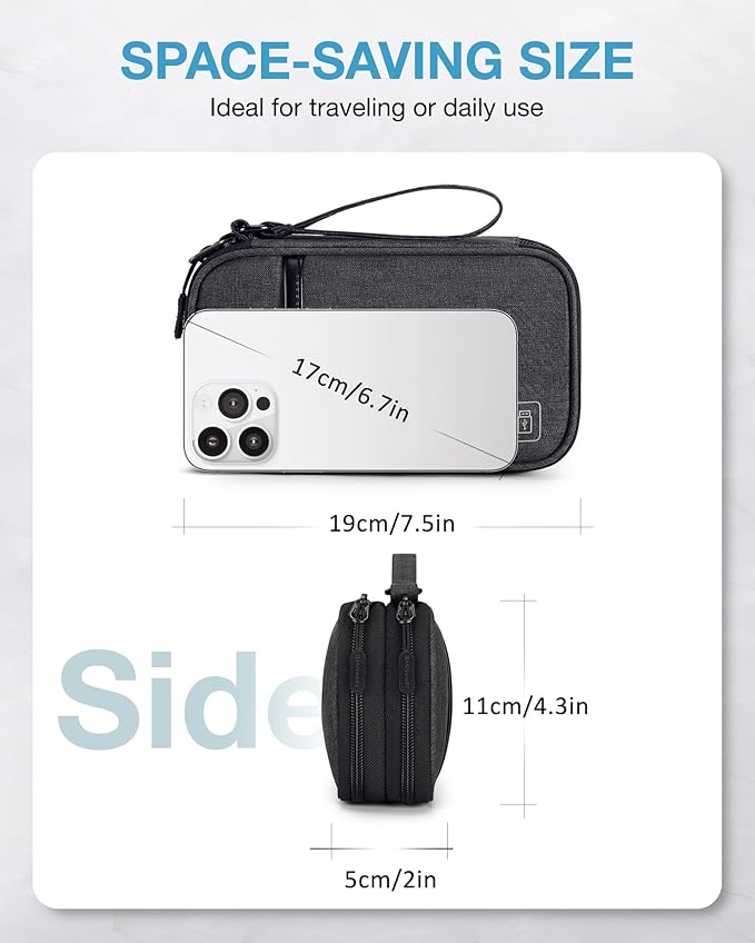BAGSMART Electronics Travel Organizer for Cords Chargers Phones, Black | Double Layer, Travel Essentials, Tech Organizer Pouch, Cord organizer bag for Cables, Compact Travel Accessories - Image 6