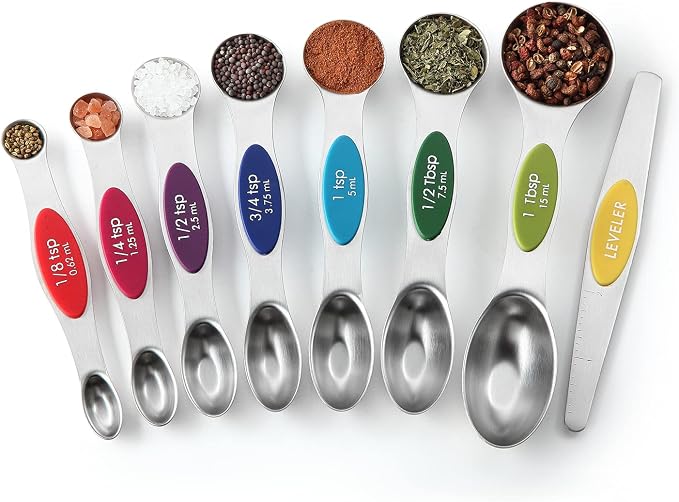 Spring Chef Stainless Steel 8 Magnetic Measuring Spoons, 2 Pack, Multicolor | Dual Sided Metal Teaspoon & Tablespoon Measuring Spoons with Leveler for Dry & Liquid Ingredients, Nesting, Dishwasher Safe - Image 9