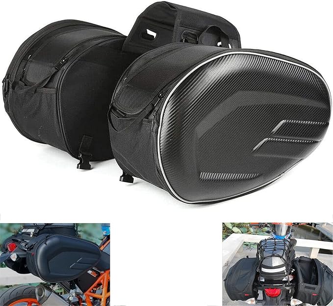 Motorcycle Saddlebags, Expandable Large Capacity Side Bags with Rain covers | Universal Detachable Saddle Bags with Reinforced Straps, Motorcycle Luggage Bag, Accessories Storage Bags, Seat Bag by MIHUNTER
