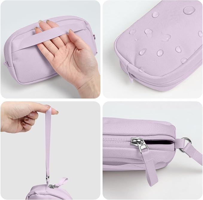 Anti-Tangle Electronics Organizer Travel Cable Bag Purple | 8 compartments for 3ft+ cords, chargers and power banks. Crafted from padded Oxford fabric. Includes 8 cable ties. - Image 5