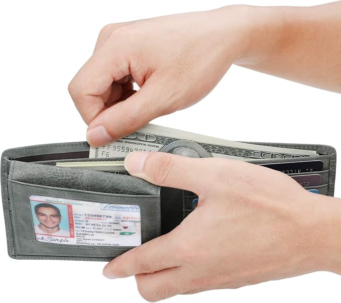 HIMI Wallet for Men-Genuine Leather RFID Blocking Bifold Stylish Wallet With 2 ID Window - Image 6