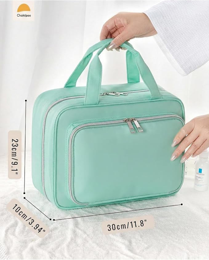 Travel Hanging Toiletry Bag for Women - Waterproof Cosmetic Organizer with Clear Window, Lightweight Bathroom Bags for Essentials, Makeup, Shampoo, Toiletries Green,Large - Image 4