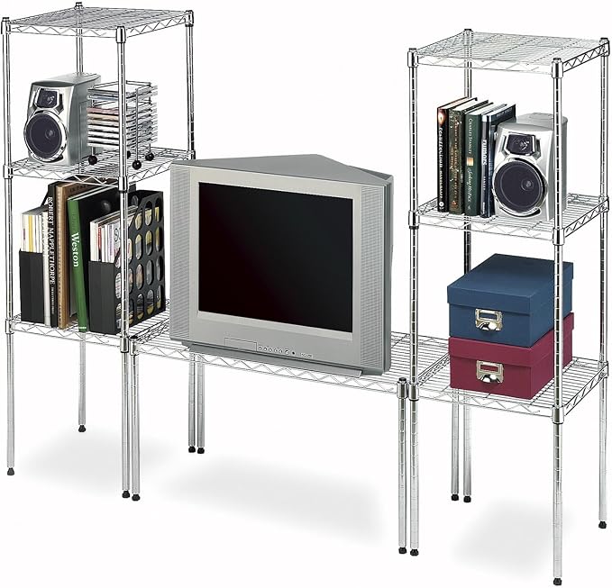 Whitmor 1 Tier Supreme Stacking Shelving Unit, Wire Metal Home Storage Organizer, 15" L x 14" W x 15" H, Chrome - Image 4