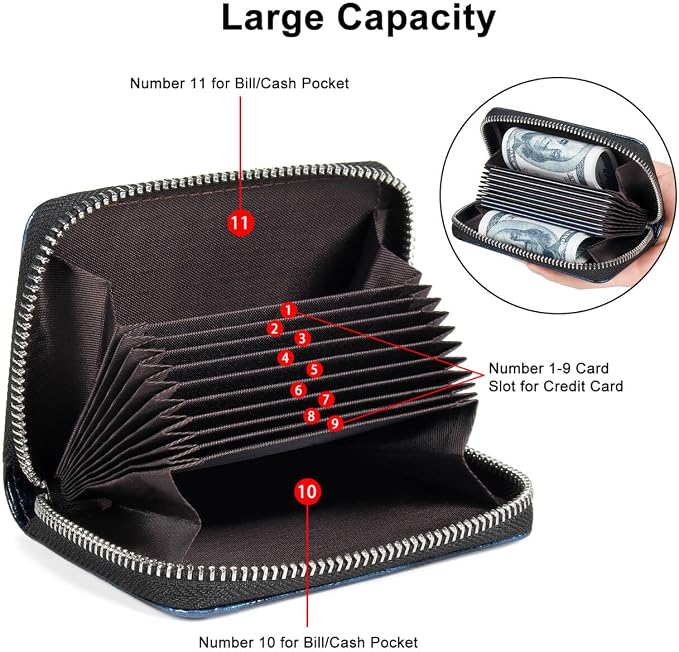 Credit Card Wallet, RFID Card Case Wallet, Zipper Card Cases Holder for Men Women, RFID Blocking, KeyChain Wallet, Compact Size Card Organizer Case for Women - Image 7