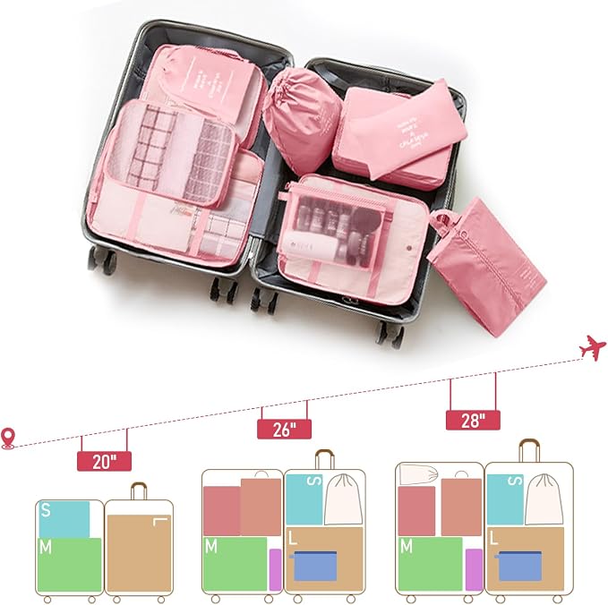 Packing Cubes for Travel- 8 Set Luggage Organizer Bags for Family, Mesh Breathable Travel Packing Cubes for Suitcases Durable Travel Essentials Bags Set (Pink, 10 Set) - Image 7