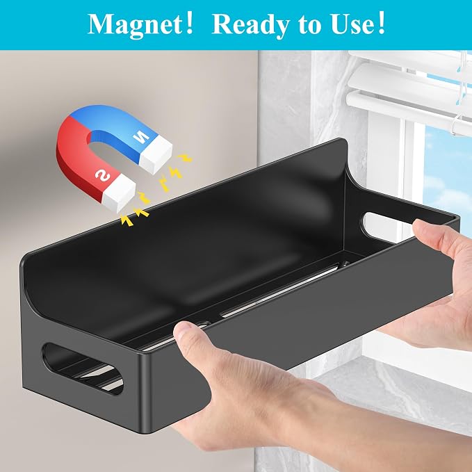 HuggieGems Magnetic Water Bottle Holder for Fridge Black, 4 Pack | Tumbler Organizer with Hooks, Cup Holder Organizer Storage, Refrigerator Shelf for Stanley, Owala - Image 6