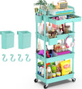 Goovilla 4 Tier Rolling Utility Cart Organizer with Removable Drawer, Blue | Stable and Sturdy Rolling Storage Carts with 2 Lockable Wheels for Bathroom, Kitchen, Snack, Craft, Makeup, Baby Essentials by Goovilla