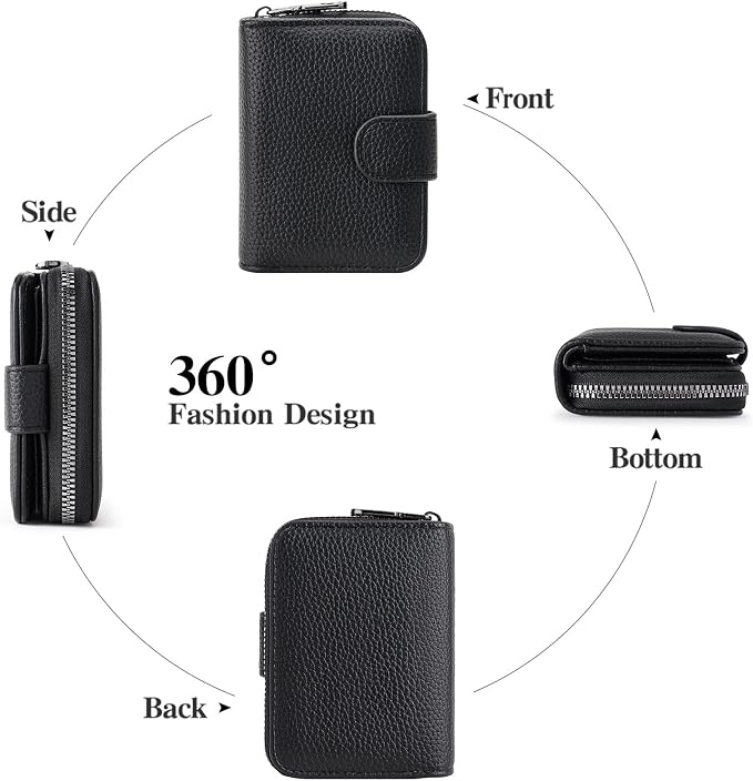 Credit Card Holder for Women Small Leather RFID Blocking Security Card Wallet with ID Window - Image 4