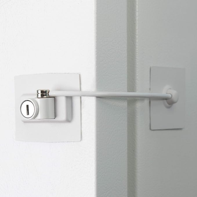 Premium Refrigerator Lock with Built-in Keyed Lock (White) by Guardianite