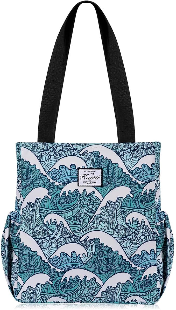 KAMO Floral Tote Bag - Waterproof Lightweight Handbags Travel Shoulder Bag for Hiking Yoga Gym Swimming Travel Beach by KAMO