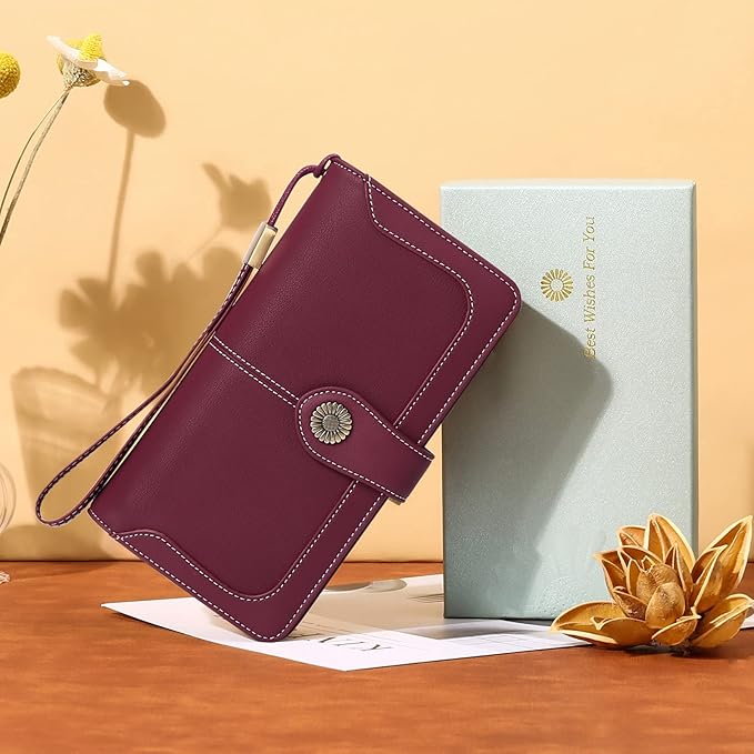 Wallets for Women Trifold Wristlet Wallets Large Capacity RFID Blocking Ladies Purse Credit Card Holder - Image 6