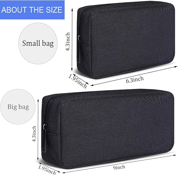 CAAORDKSO Electronics Organizer Travel Case, Cord Organizer Travel Cable Organizer Bag Waterproof Portable Accessories Case for Cable, Cord, Charger, Phone, Power Bank, Earphone (Small-Black) - Image 2