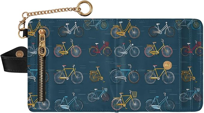Vintage Bicycle Design Women's Wallets RFID Blocking,Credit Card Holder Bifold Wallet,Slim Card Cases,PU Leather Travel Wallet for men Girls - Image 2
