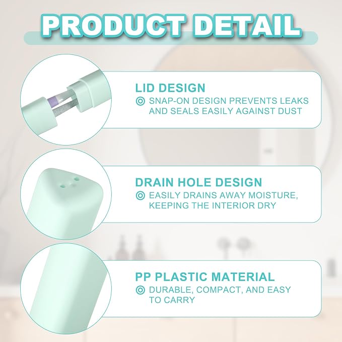 uxcell 2Pcs Travel Toothbrush Case, 8.27 x 1.38 Portable Travel Toothbrush Holder, Plastic Toothpaste Container for Bathroom, Gym, Business Trip, Camping, Green - Image 3