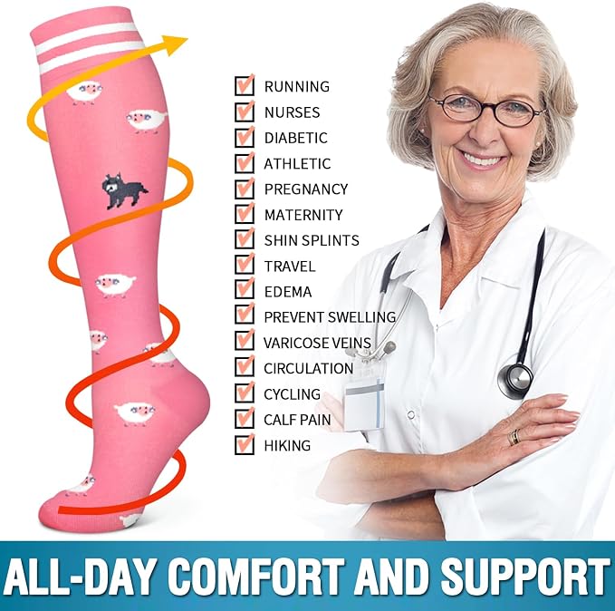 6 Pack Copper Compression Socks for Women and Men Circulation-Best Support for Medical,Running,Nursing,Athletic - Image 6