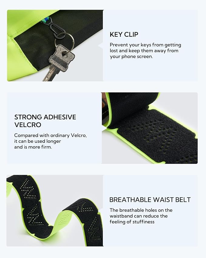 WATERFLY Running Belt Fanny Pack: Slim Lightweight Waist Bag for Runners | Trim-to-Size Hook & Loop Fit 24"-47", Workout Phone Holder, 3 Pockets, Reflective Strip, Fitness Jogging Exercise, Women, Men - Image 6