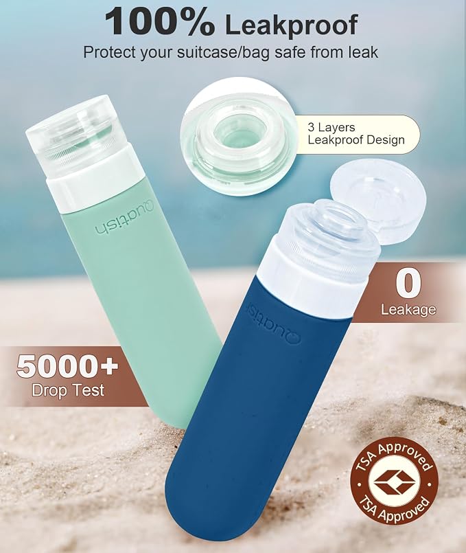 20 Pack Travel Bottles for Toiletries, Original Patented, TSA Approved Travel Size Containers, Leak Proof Silicone Shampoo and Conditioner Bottles Women & Men, Airplane Cruise Essentials, Pacific - Image 3