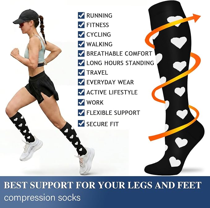 Sooverki Compression Socks for Women and Men Circulation (3/4 Pairs) is Best Support for Running Athletic Cycling Hiking - Image 5