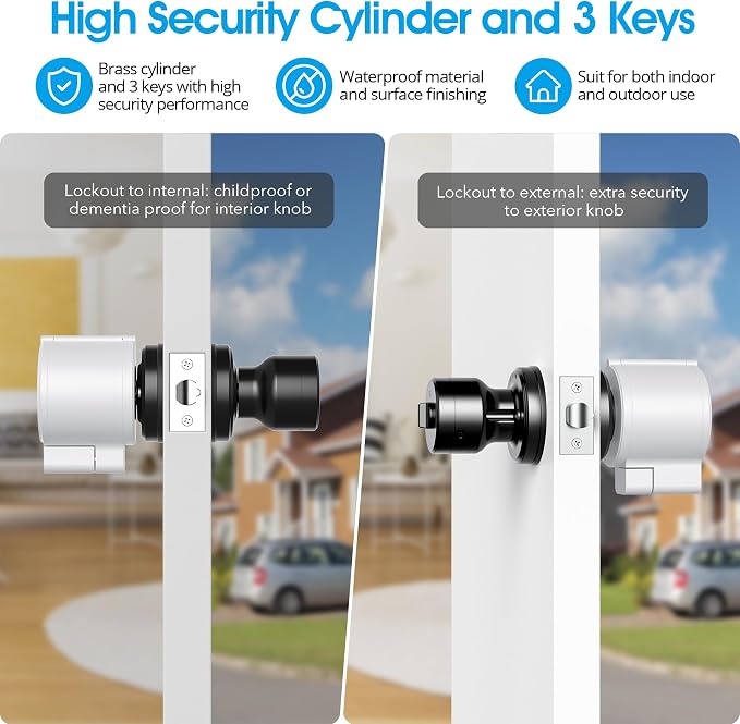 AST Adjustable Door Knob Cover with High Security Cylinder and 3 Brass Keys | Childproof Door Knob Cover with Lock, Lockout to Doorknob. Safety Cover for Faucet, Valve, Spigot. Prevent Access to Keyhole - Image 5