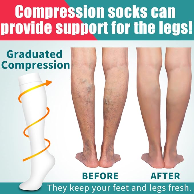 Compression Socks for Women & Men Circulation(6 pairs)-Graduated Supports Socks for Running, Athletic Sports - Image 2